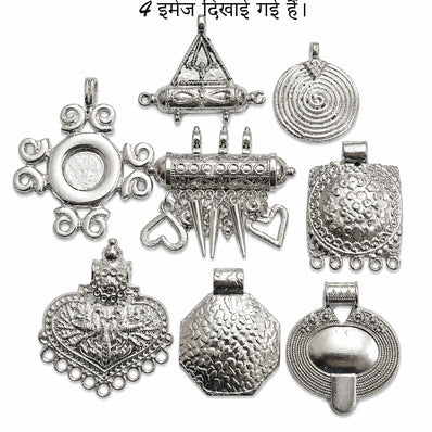 Large Alloy Metal Pendants Mix – Silver Tone Assorted Pendants for Jewelry Making, Sold Per 200 Grams Pack