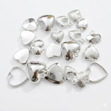Heart Shape CCB Acrylic Charms Mix – Silver Plated Metallic Finish – Assorted Heart Pendants & Connectors – 50pcs Pack – 20mm to 25mm