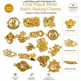 100pcs lot, random mix,Gold Plated Metal Rakhi Making Charms for Jewelry Making | Shiny Golden Connector Charms | DIY Rakhi, Bracelet, Necklace & Craft Supplies | Assorted Designs