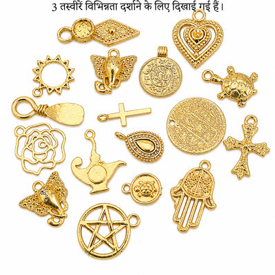 100 PCS Gold Shiny Metal Charms for Jewelry Making | Assorted Designer Connector Charms | Gold Plated DIY Craft Charms for Bracelet, Necklace, Earrings & Handmade Accessories
