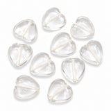 Clear White Heart Shape Glass Beads 15mm | Transparent Puffy Heart Loose Beads | Jewelry Making Supplies | Sold Per 10 Pieces Pack