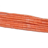 Natural Bamboo Coral Tube Beads 3x9mm | Taiwan Made | Coral Pink Cylinder Loose Gemstone Beads | Approx. 54–55 Beads Per Strand | Jewelry Making Supplies