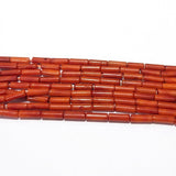 Natural Bamboo Coral Tube Beads 3x9mm | Taiwan Made | Dark Coral browish Red Cylinder Loose Gemstone Beads | Approx. 54–55 Beads Per Strand | Premium Jewelry Making Supplies