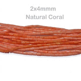 Natural Bamboo Coral Tube Beads 2x4mm | Taiwan Made | Soft Coral Pink Cylinder Loose Gemstone Beads | Approx. 89–90 Beads Per Strand | Premium Jewelry Making Supplies