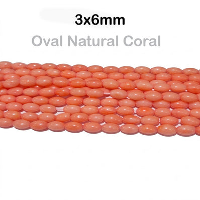 Natural Bamboo Coral Oval Beads 3x6mm | Taiwan Made | Soft Coral Pink Loose Gemstone Beads | Approx. 60 Beads Per Strand | Premium Jewelry Making Supplies