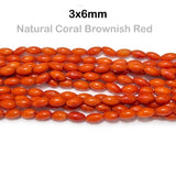 Natural Bamboo Coral Oval Beads 3x6mm | Taiwan Made | Brownish Red Coral Loose Gemstone Beads | Approx. 60 Beads Per Strand | Premium Jewelry Making Supplies