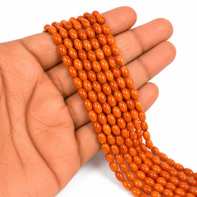 Natural Bamboo Coral Oval Beads 3x6mm | Taiwan Made | Brownish Red Coral Loose Gemstone Beads | Approx. 60 Beads Per Strand | Premium Jewelry Making Supplies