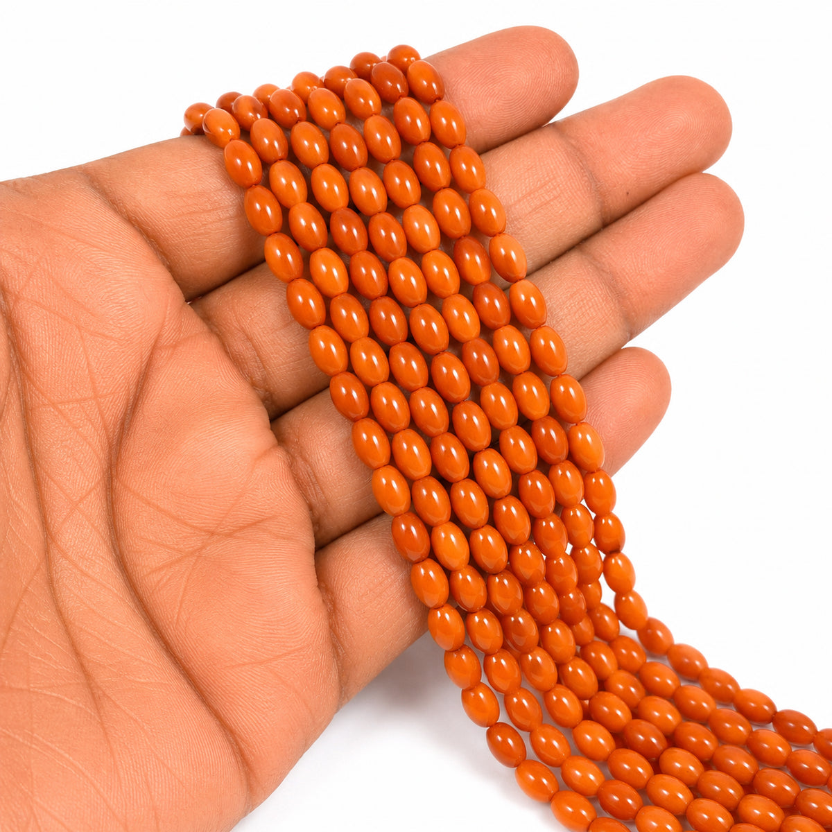 Natural Bamboo Coral Oval Beads 3x6mm | Taiwan Made | Brownish Red Coral Loose Gemstone Beads | Approx. 60 Beads Per Strand | Premium Jewelry Making Supplies