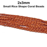 Natural Taiwan Bamboo Coral Beads 2x3mm Oval Rice Shape | brownish Peach Coral Gemstone Beads | Approx. 98~100 Beads Per Strand | Jewelry Making Supplies