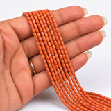 Natural Taiwan Bamboo Coral Beads 2x3mm Oval Rice Shape | brownish Peach Coral Gemstone Beads | Approx. 98~100 Beads Per Strand | Jewelry Making Supplies