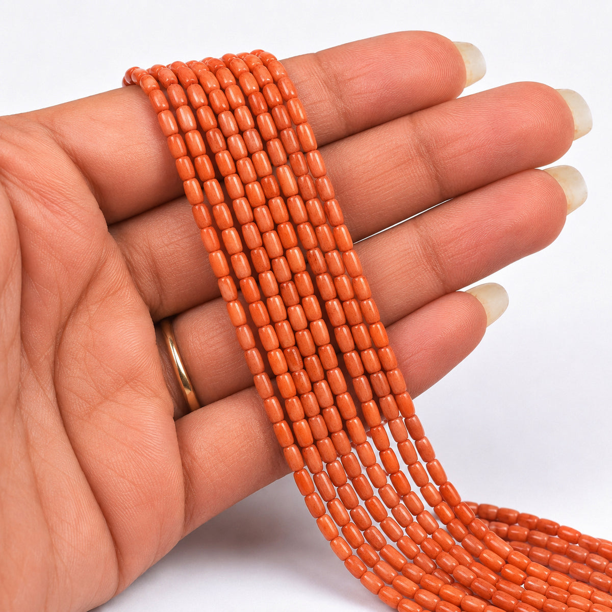 Natural Taiwan Bamboo Coral Beads 2x3mm Oval Rice Shape | brownish Peach Coral Gemstone Beads | Approx. 98~100 Beads Per Strand | Jewelry Making Supplies