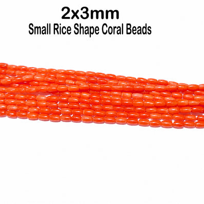 Natural Taiwan Bamboo Coral Beads 2x3mm Oval Rice Shape | Orange Coral Gemstone Beads | Approx. 98~100 Beads Per Strand | Jewelry Making Supplies