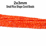 Natural Taiwan Bamboo Coral Beads 2x3mm Oval Rice Shape | Orange Coral Gemstone Beads | Approx. 98~100 Beads Per Strand | Jewelry Making Supplies