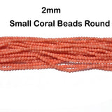 Natural Taiwan Bamboo Coral Beads 2mm Round Pink Coral Beads for Jewelry Making – Approx. 210 Beads per Strand