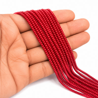 Natural Taiwan Bamboo Coral Beads 2x3mm Rondelle Heishi Red Coral Beads for Jewelry Making – Approx. 200–202 Beads per Strand