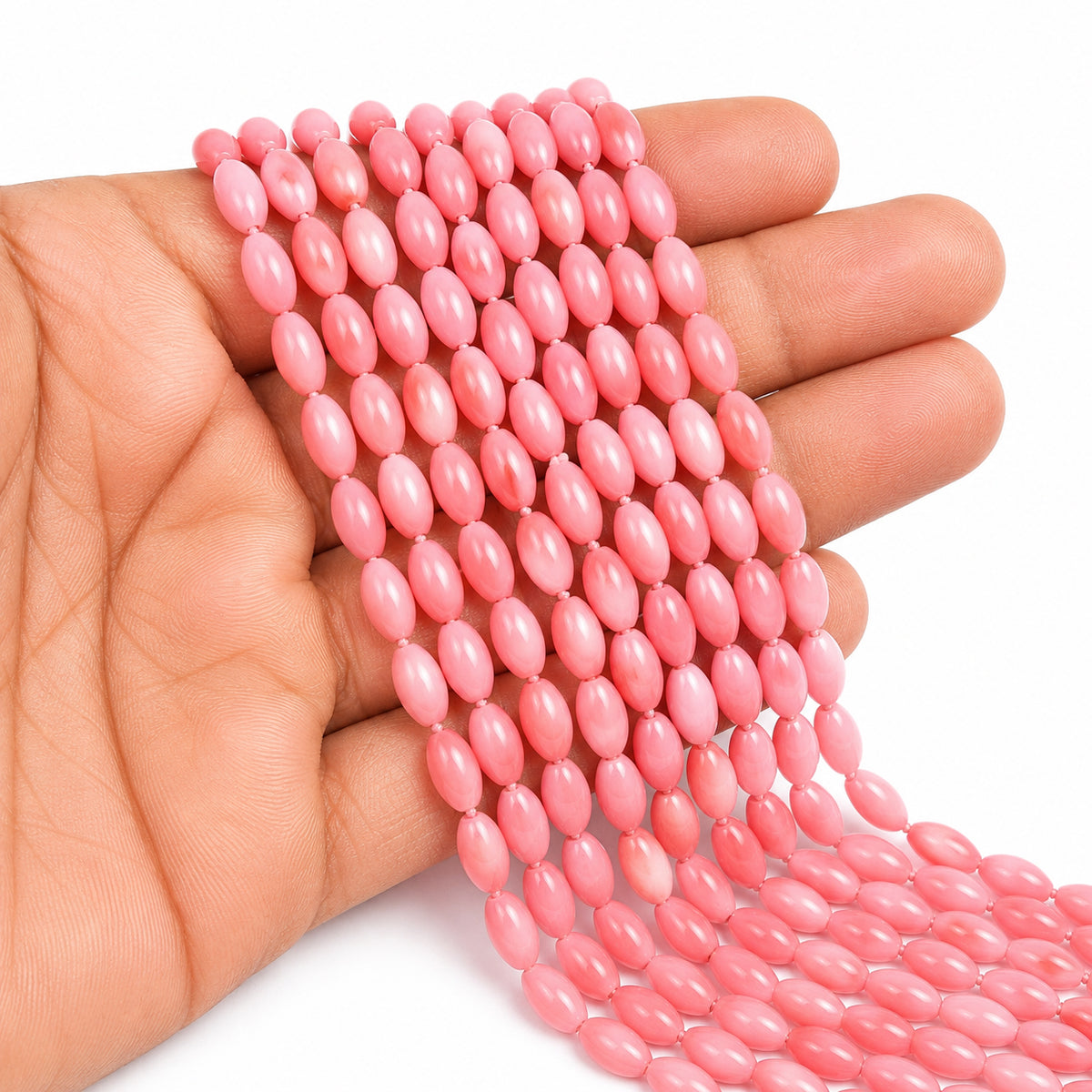 Natural Taiwan Bamboo Coral Beads 4x8mm Oval Rice Shape | Pink Bamboo Coral Gemstone Beads | Approx. 50 Beads Per Strand | Jewelry Making Supplies