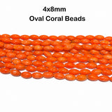 Natural Taiwan Bamboo Coral Beads 4x8mm Oval Shape Orange Coral Gemstone Beads | Approx. 50 Beads Per Strand | Premium Jewelry Making Beads