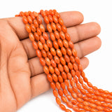 Natural Taiwan Bamboo Coral Beads 4x8mm Oval Shape Orange Coral Gemstone Beads | Approx. 50 Beads Per Strand | Premium Jewelry Making Beads