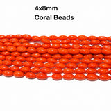 Natural Taiwan Bamboo Coral Beads 4x8mm Oval Shape Red Orange Gemstone Beads | Approx. 50 Beads Per Strand | Premium Jewelry Making Supplies