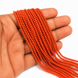 Natural Taiwan Bamboo Coral Beads 3mm Round Orange Coral Beads for Jewelry Making – Approx. 148–150 Beads per Strand