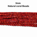 Natural Taiwan Bamboo Coral Beads 3mm Round Red Coral Beads for Jewelry Making – Approx. 160–167 Beads per Strand