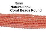 Natural Taiwan Bamboo Coral Beads 3mm Round Pink Coral Beads for Jewelry Making – Approx. 155–157 Beads per Strand