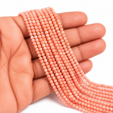 Natural Taiwan Bamboo Coral Beads 3mm Round Pink Coral Beads for Jewelry Making – Approx. 155–157 Beads per Strand