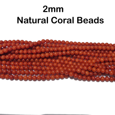 Natural Taiwan Bamboo Coral Beads 2mm Round Red Coral Beads for Jewelry Making – Approx. 175 Beads per Strand