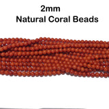 Natural Taiwan Bamboo Coral Beads 2mm Round Red Coral Beads for Jewelry Making – Approx. 175 Beads per Strand