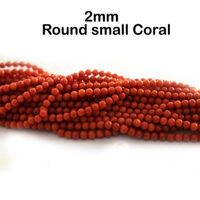 Natural Taiwan Bamboo Coral Beads 2mm Round Red Coral Beads for Jewelry Making – Approx. 175 Beads per Strand