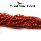 Natural Taiwan Bamboo Coral Beads 2mm Round Red Coral Beads for Jewelry Making – Approx. 175 Beads per Strand