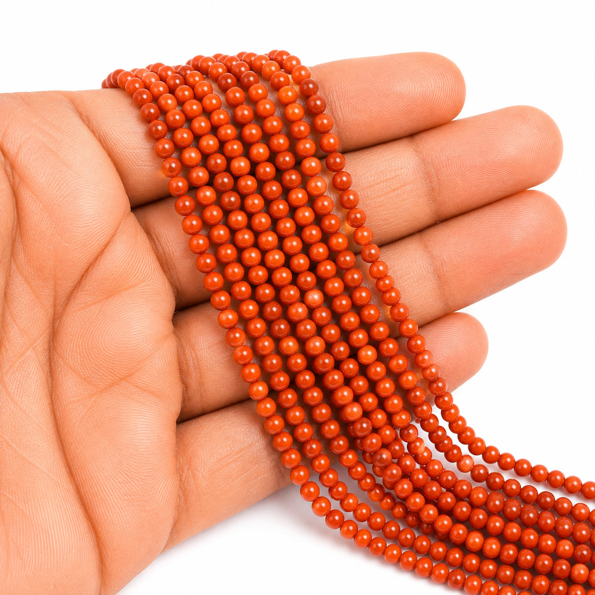 Natural Taiwan Bamboo Coral Beads 2mm Round Red Coral Beads for Jewelry Making – Approx. 175 Beads per Strand