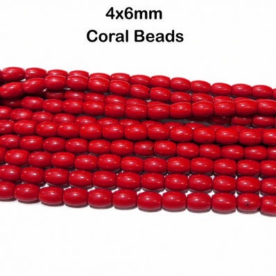 Natural Taiwan Bamboo Coral Beads 4x6mm Barrel Tube Shape Red Gemstone Beads Strand for Jewelry Making – Approx. 65 Beads per Strand