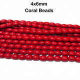 Natural Taiwan Bamboo Coral Beads 4x6mm Barrel Tube Shape Red Gemstone Beads Strand for Jewelry Making – Approx. 65 Beads per Strand