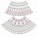 Large Silver Filigree Pendant with Light Pink Stones | Lightweight DIY Jewelry Making Pendant | Statement Necklace Component
