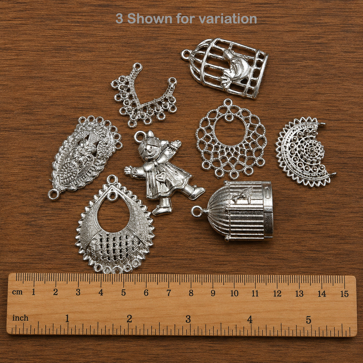 100 Gram Random Mix Shiny Silver Plated Metal Charms & Pendants | Assorted Connector Charms for Jewelry Making | Sale Lot