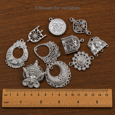 100 Gram Random Mix Shiny Silver Plated Metal Charms & Pendants | Assorted Connector Charms for Jewelry Making | Sale Lot