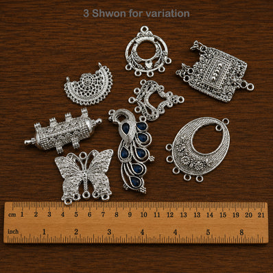 100 Gram Random Mix Shiny Silver Plated Metal Charms & Pendants | Assorted Connector Charms for Jewelry Making | Sale Lot