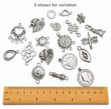 50 Pcs Random Mix Shiny Silver Plated Small Metal Charms & Pendants | Assorted Connector Charms for Jewelry Making | Sale Lot
