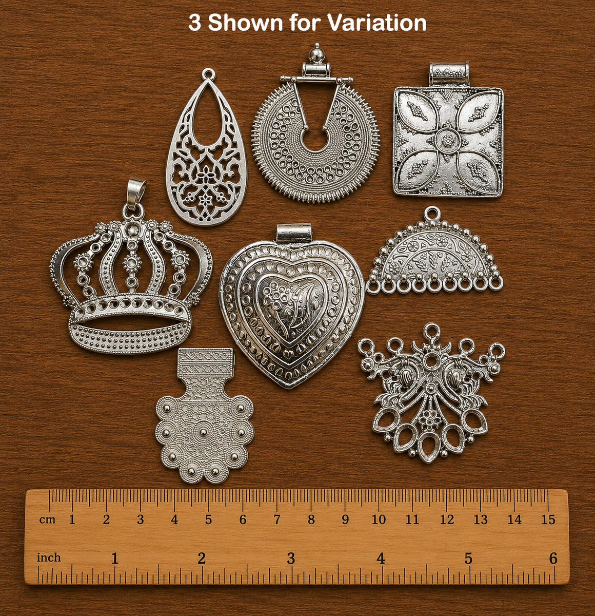 100 Grams Random Mix Big Size Shiny Silver Plated Metal Pendants & Charms | Assorted Jewelry Making Components | Sale Lot