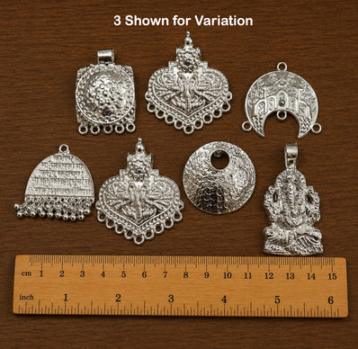 100 Grams Random Mix Big Size Shiny Silver Plated Metal Pendants & Charms | Assorted Jewelry Making Components | Sale Lot