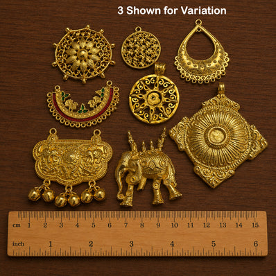 100 Grams Random Mix Big Size Gold Plated Metal Pendants & Charms | Assorted Jewelry Making Components | Sale Lot