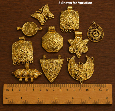 100 Grams Random Mix Big Size Gold Plated Metal Pendants & Charms | Assorted Jewelry Making Components | Sale Lot