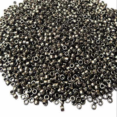 20 grams Pkg. 3mm Tube Delica Style Matubo Czech Glass Seed Beads | 8/0 Size | Matubo Czech Glass Beads | Metallic Gunmetal | Imported from Czech Republic
