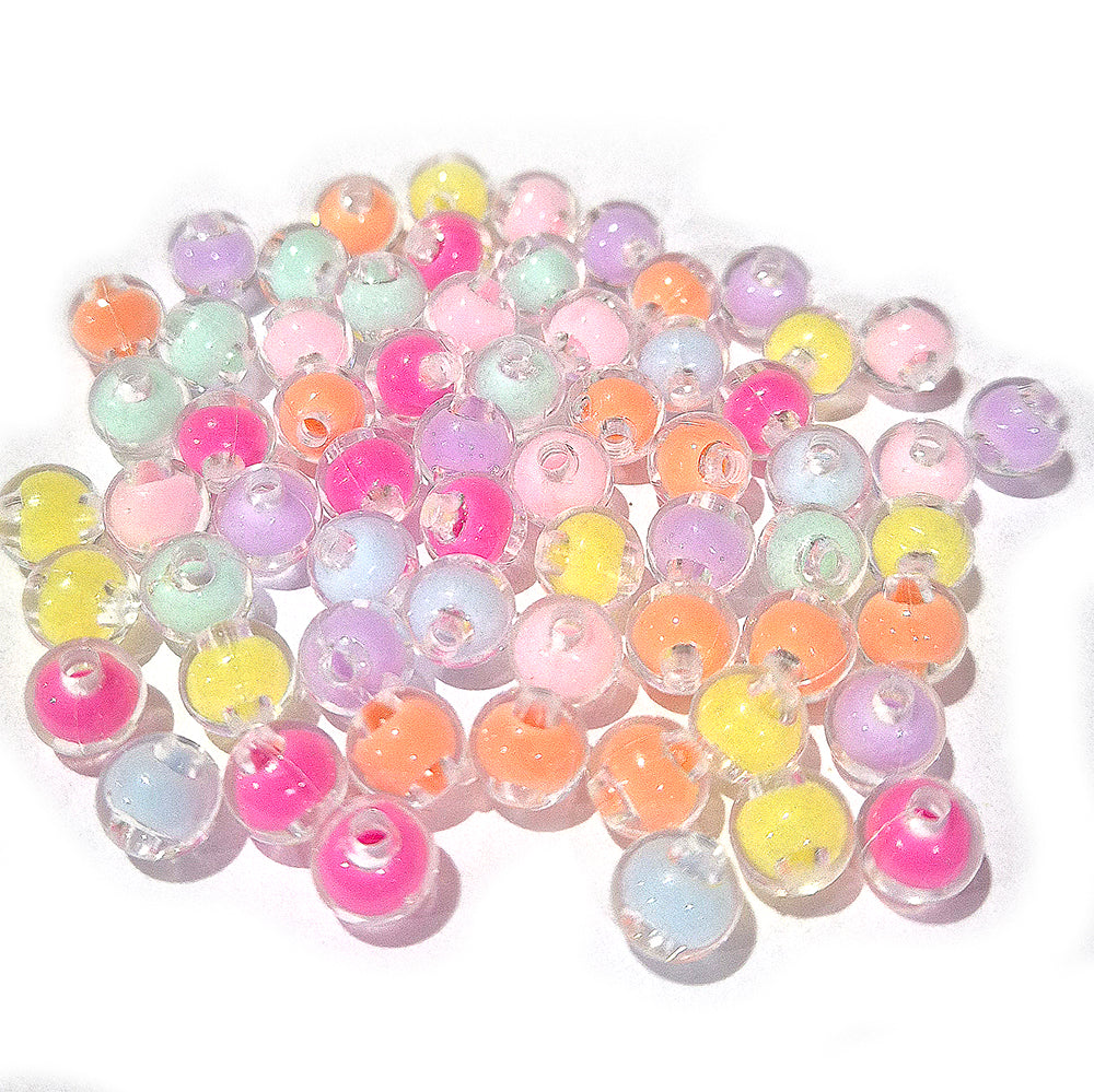 8mm Mixed Color Clear Bubble Round Acrylic Beads (50 Grams Pack)