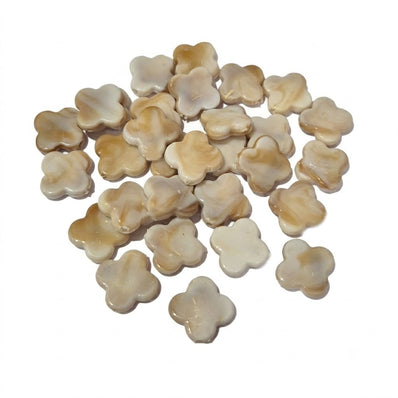 Acrylic Shell Clover Beads 12mm – Cream Brown Four Leaf Flower Spacer Beads – 100 Pieces Pack – Jewelry Making & DIY Crafts