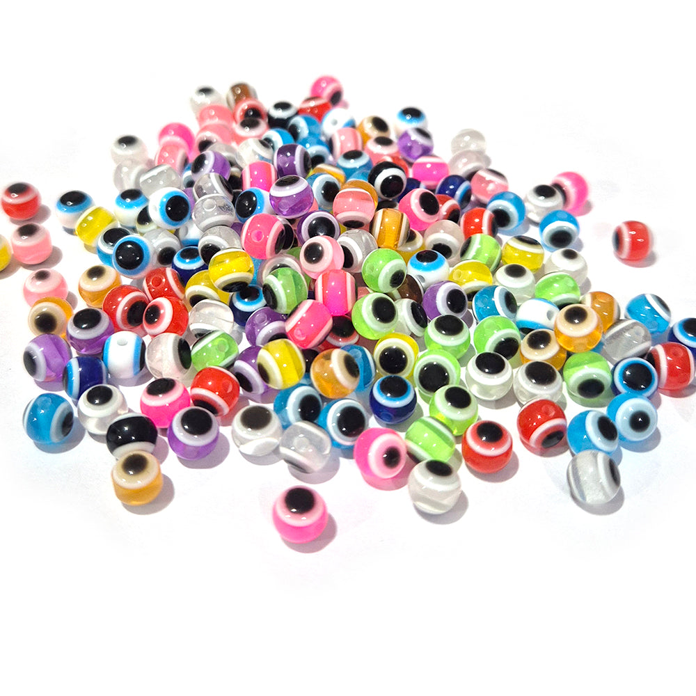 Mixed Color Acrylic Evil Eye Beads 6mm – Round Nazar Protection Beads – 100 Pieces Pack – Jewelry Making & DIY Craft Supplies