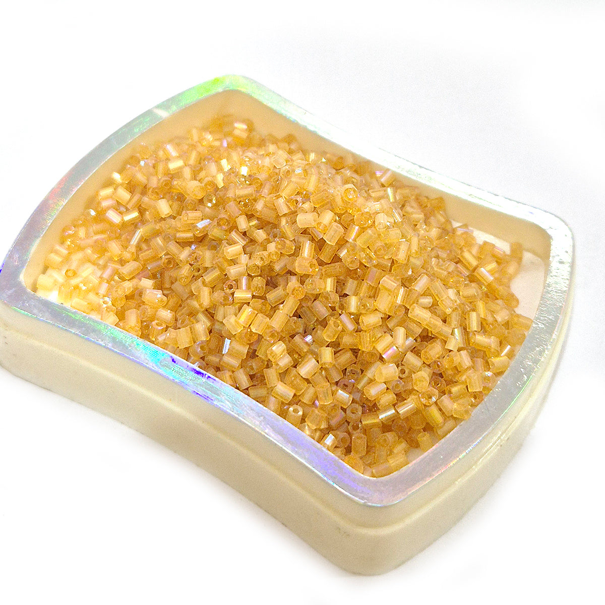 100 Grams Value Pack 11/0 Glass Tube Seed Beads – Yellow Topaz AB | Cut Seed | Unbeatable Price