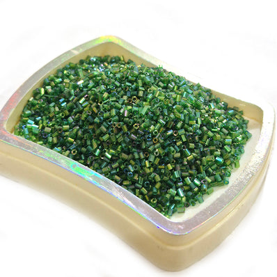 100 Grams Value Pack 13/0 Glass Tube Seed Beads – Green Rainbow | Micro tiny beads | Unbeatable Price