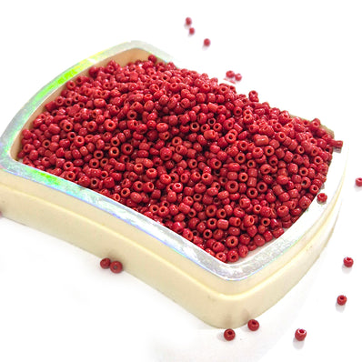 100 Grams Value Pack 10/0 Glass Seed Beads – Opaque Red | Round Glass Beads | Unbeatable Price
